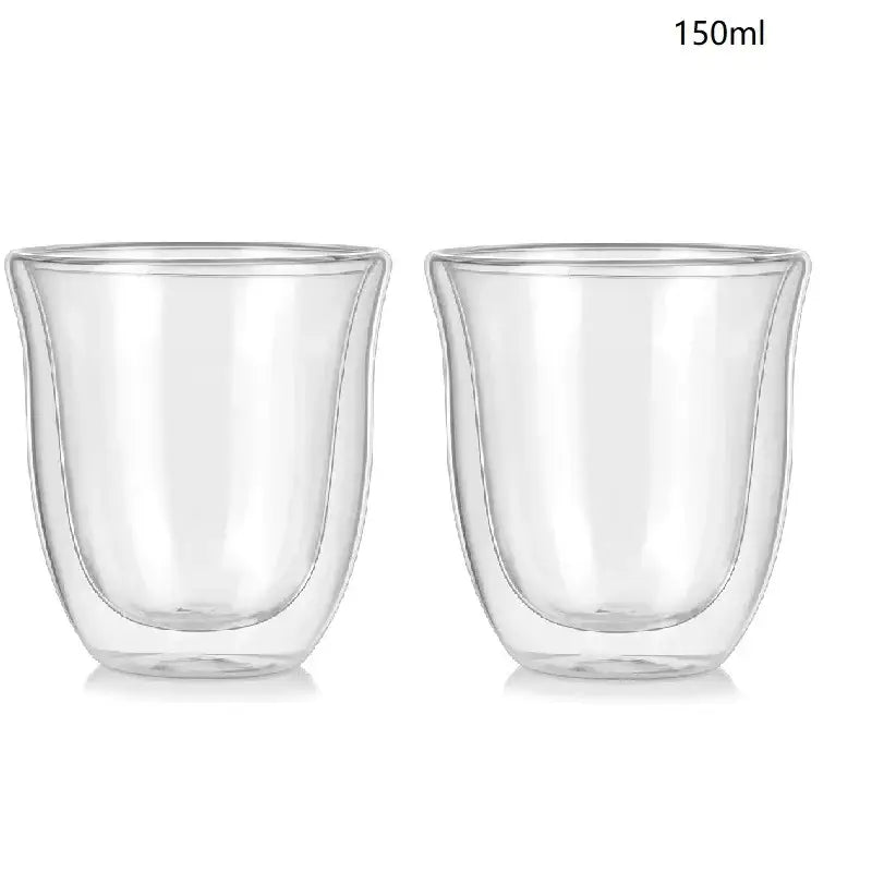 Modern clear double wall glass coffee mugs 5pcs kitchen set