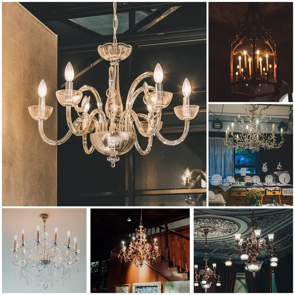 Clear dimmable candle flame effect led bulb dining room light