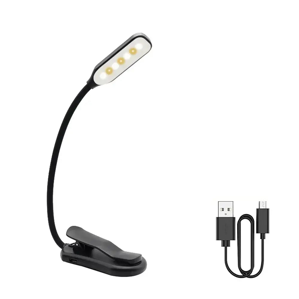 Flexible black led book light for bedroom rechargeable reading lamp
