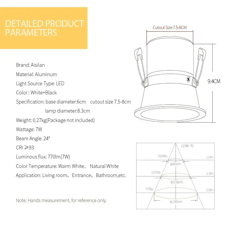 Minimalist taupe and white led recessed downlight hallway spot light