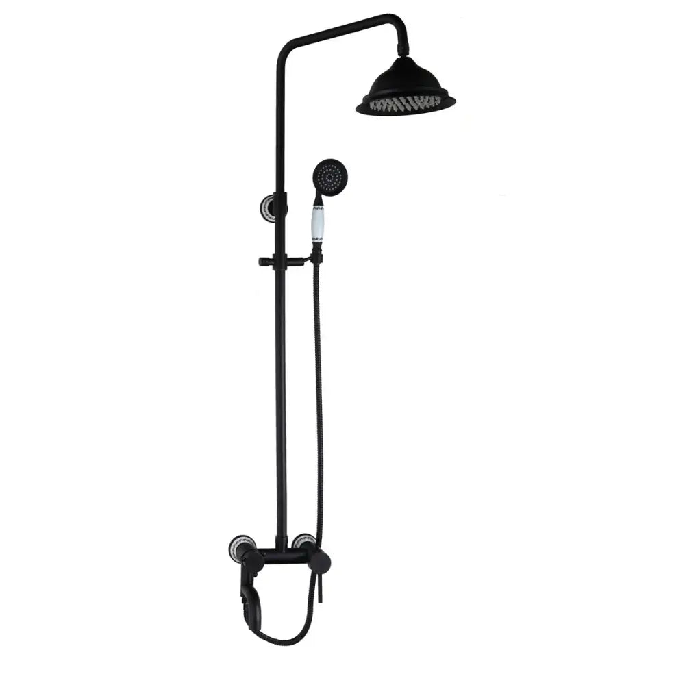 Matte black & white rain shower set with handheld spray bathroom