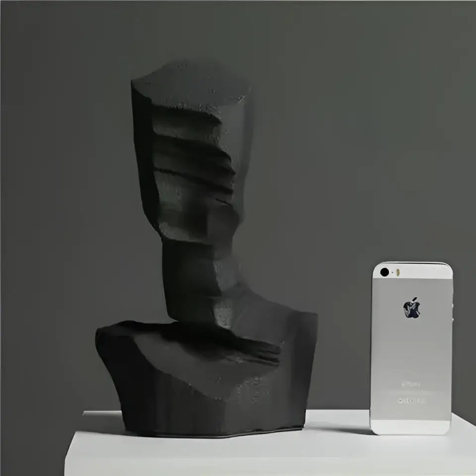 Modern black & white abstract characters sculpture living room bookends
