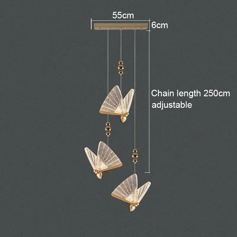Gold ornate acrylic butterfly chandelier ceiling lamp for bedroom