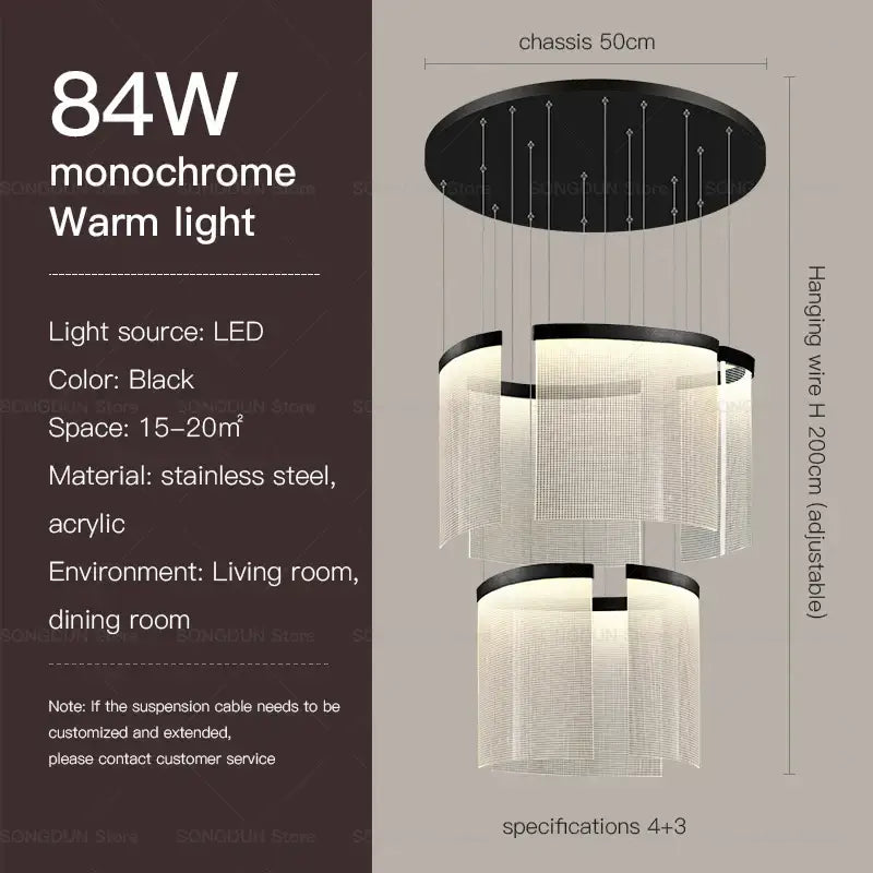 Modern nordic gold acrylic chandelier for living room and staircase