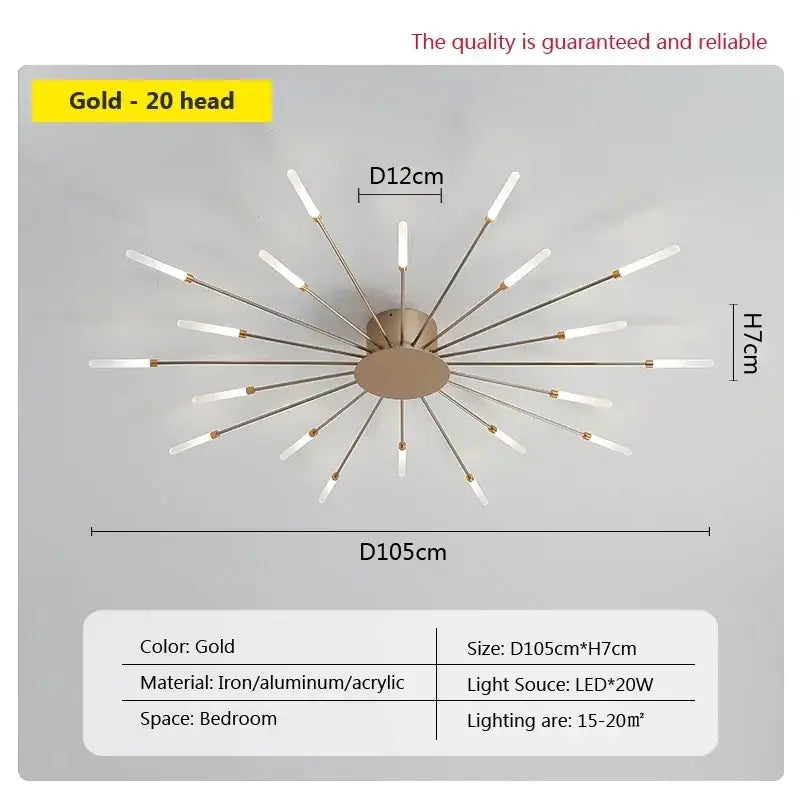 acrylic sunflower ceiling lamp gold starburst living room