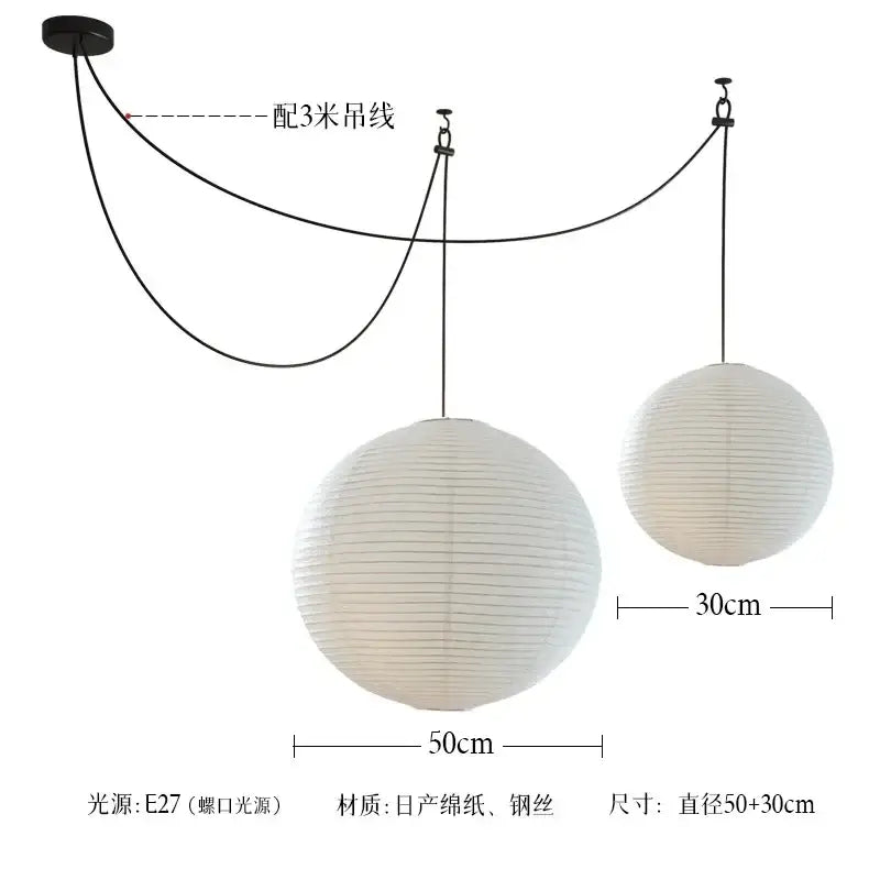 Wabi-sabi white paper noguchi led pendant lights living room