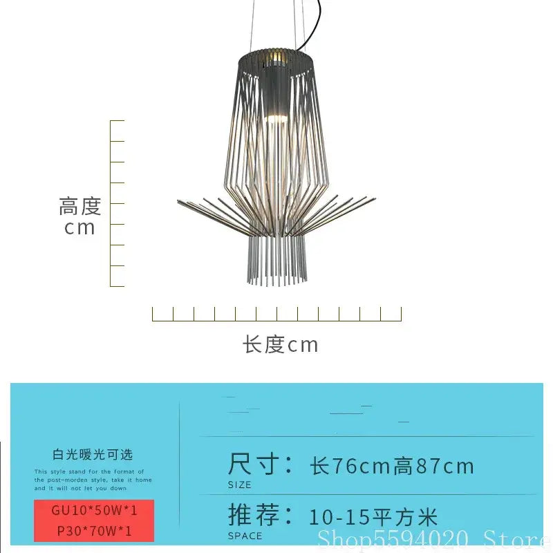 Modern geometric gold & black iron pendant lights for dining room