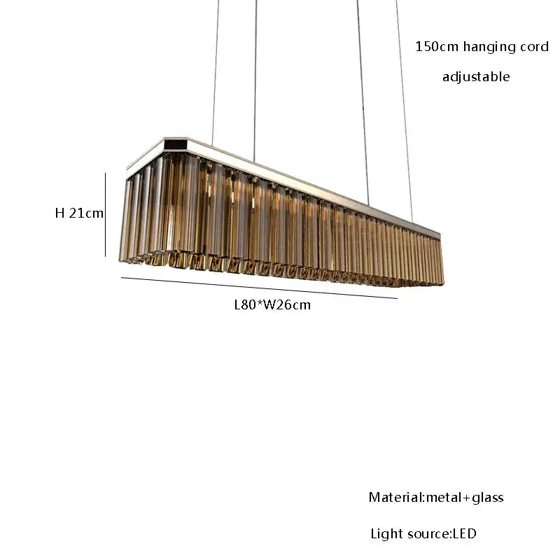 Modern gold amber glass chandelier for dining room