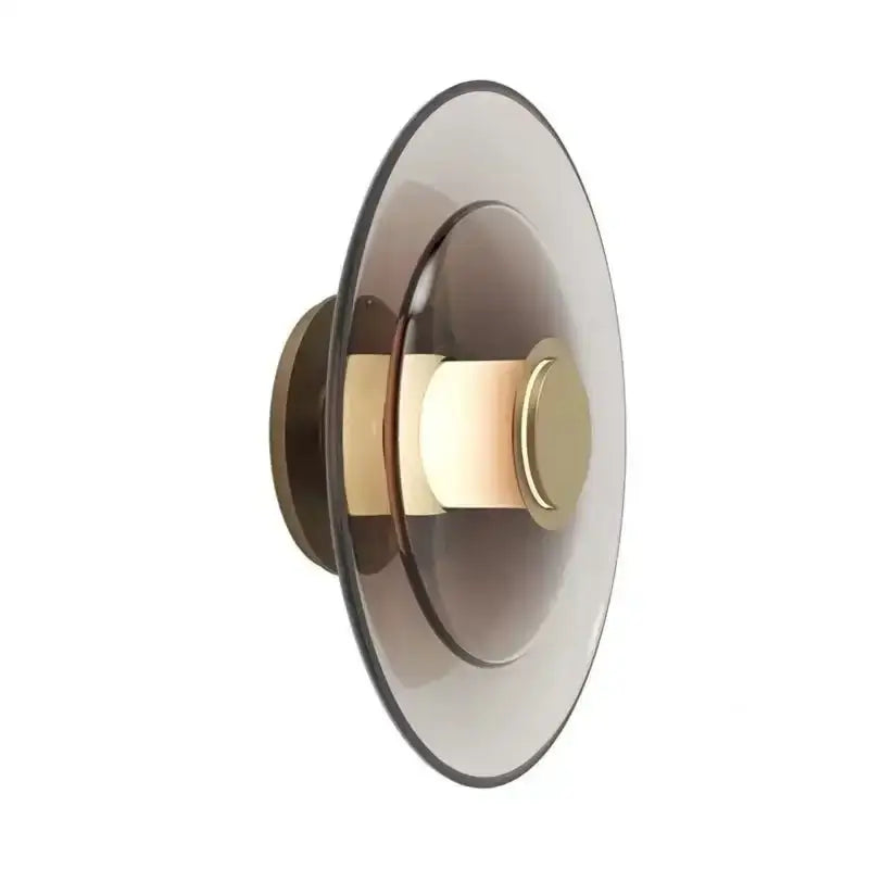 Modern black and amber glass disc wall lamp bedroom sconce