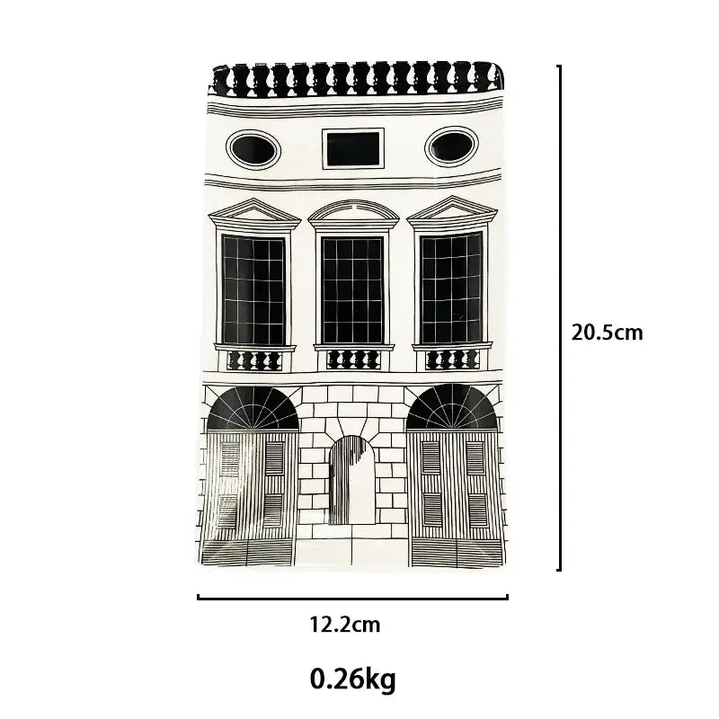Ancient roman architecture white & black ceramic candle holder living room