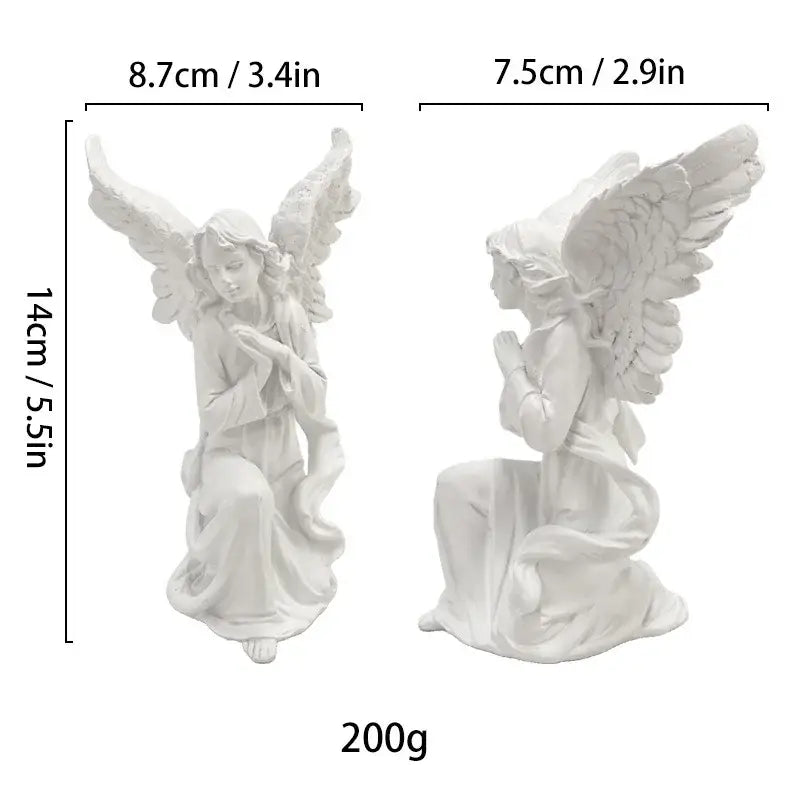 White and gold resin angel figurine living room collectible statue