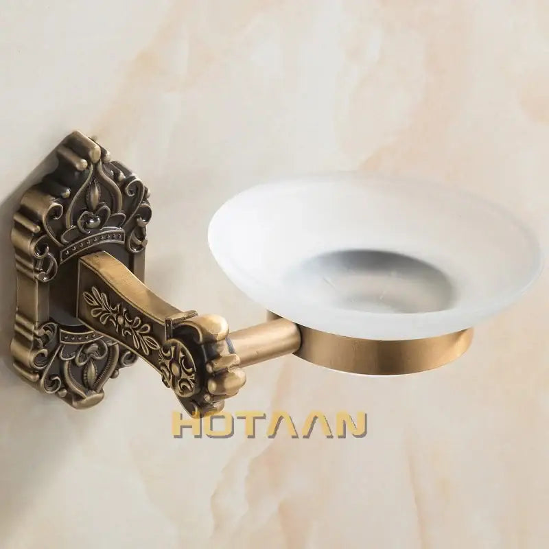 Antique brass and white ceramic soap dish bathroom wall mount