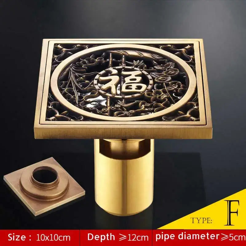 Antique brass fish style shower drain bathroom floor drainer