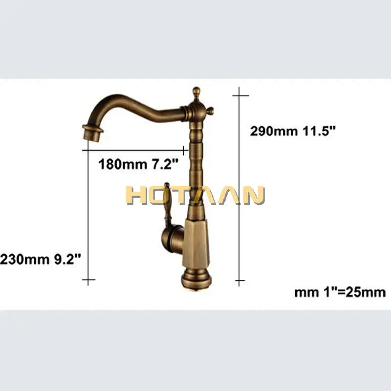 Antique brass kitchen faucet with 360 swivel basin sink mixer tap
