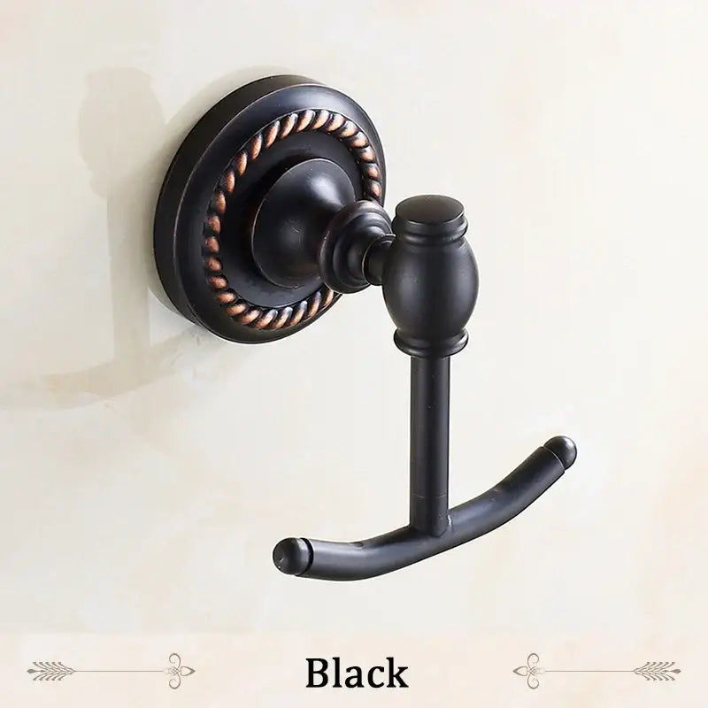 Antique brass robe hook ornate double towel hanger for bathroom