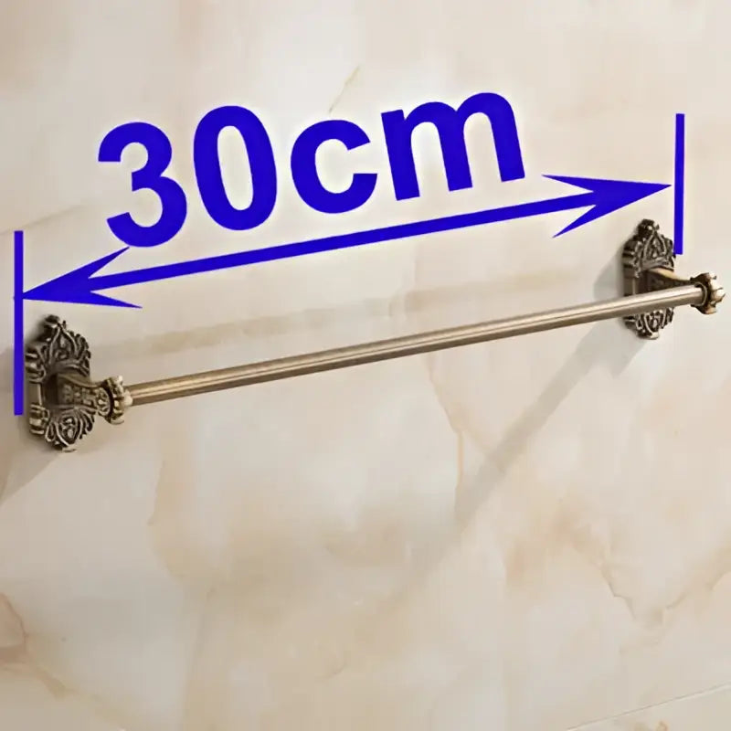 Ornate antique brass towel bar bathroom wall mounted scrollwork rack