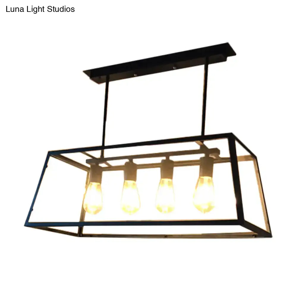 Antique black metal and clear glass pendant light dining room 4 head