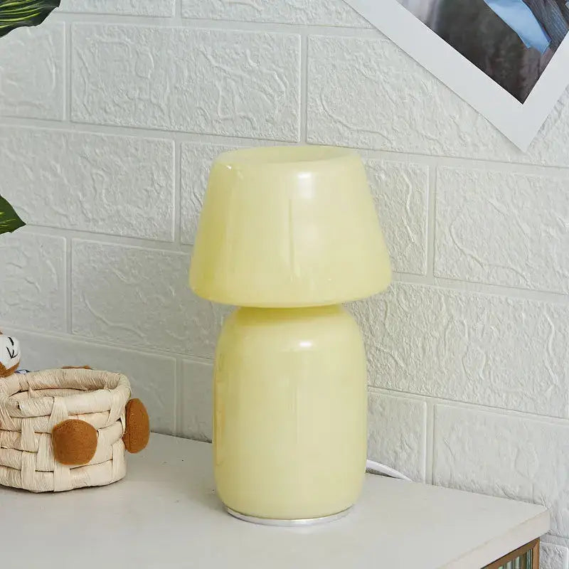Minimalist white mushroom glass table lamp bedroom night light