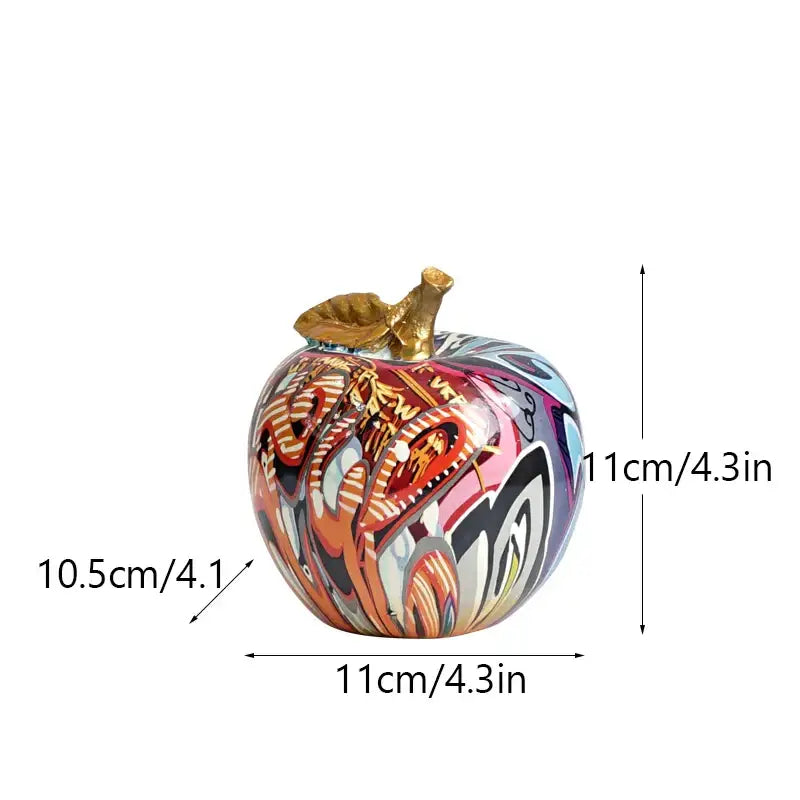 Graffiti pop art apple sculpture resin ornament living room decor