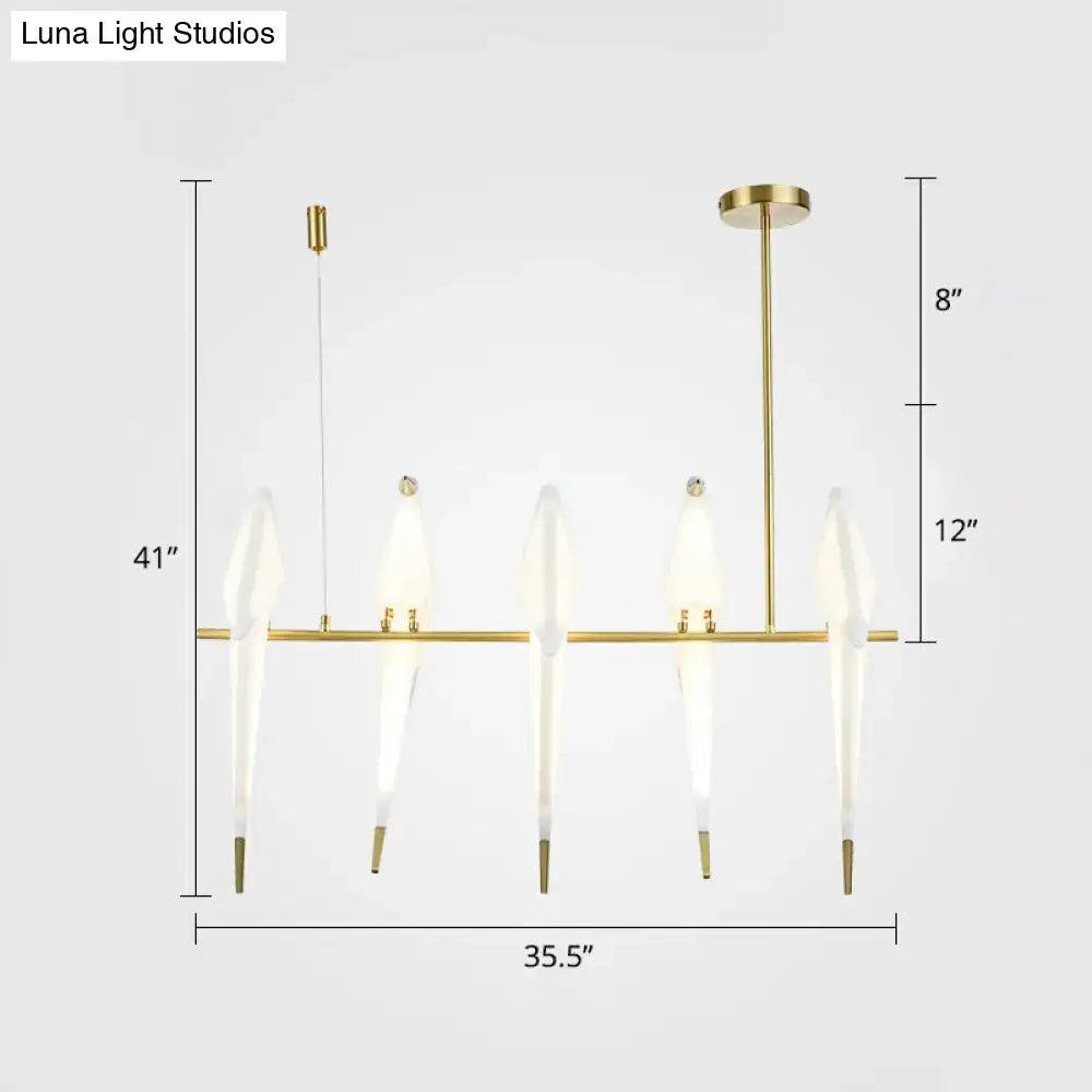 Art deco gold and white acrylic bird island pendant dining room light