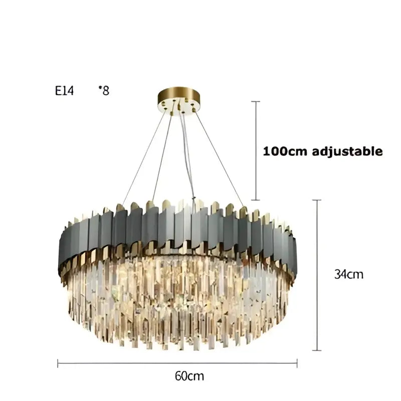 art deco gray & gold crystal chandelier foyer light