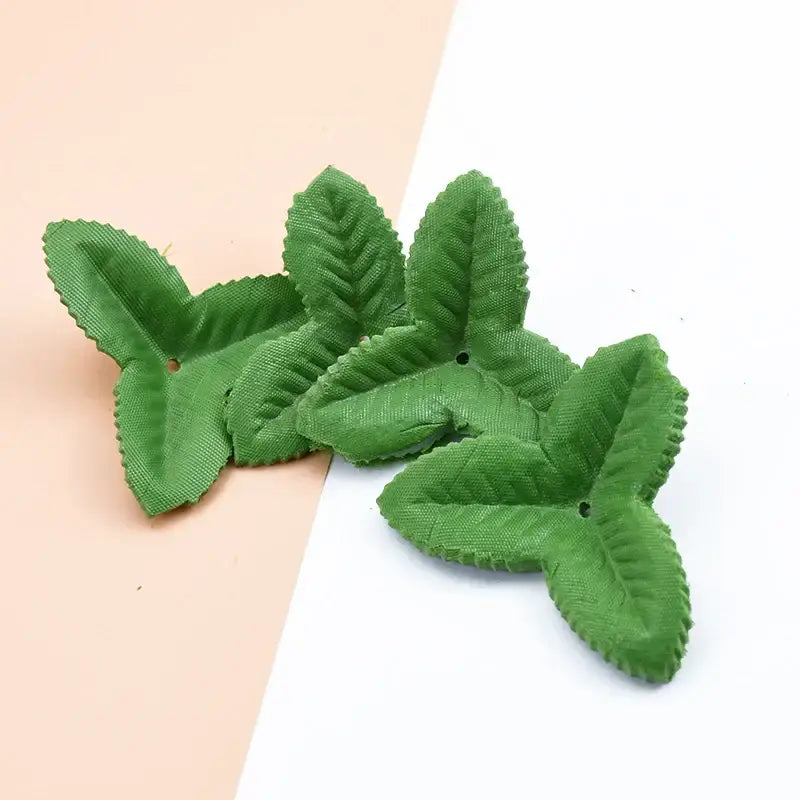 Textured green leaves with holes for wedding home decor diy craft