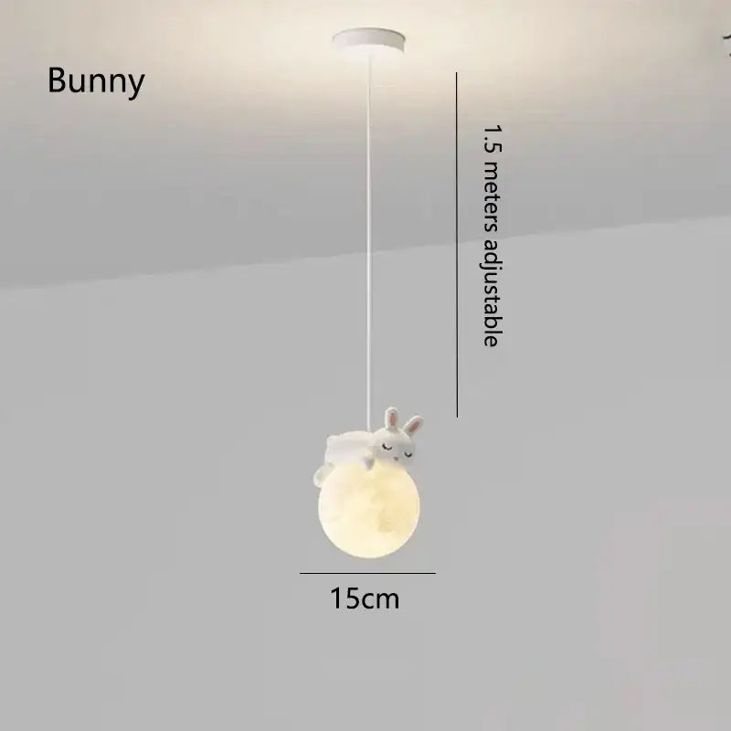 Whimsical white & gold astronaut chandelier bedroom pendant light