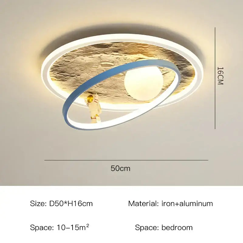 astronaut led chandelier blue & gold children's bedroom light
