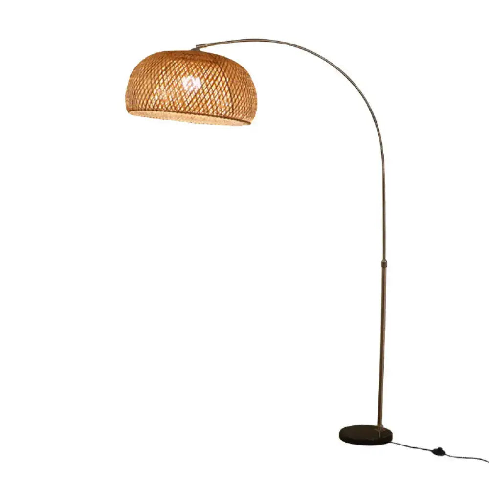 Rattan fishing rod floor lamp – living room wood reading light