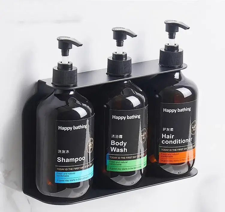Modern black wall mounted liquid soap dispenser bathroom amber glass