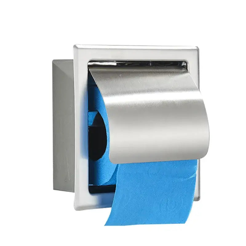 Modern matte black roll paper holder & towel rack bathroom storage