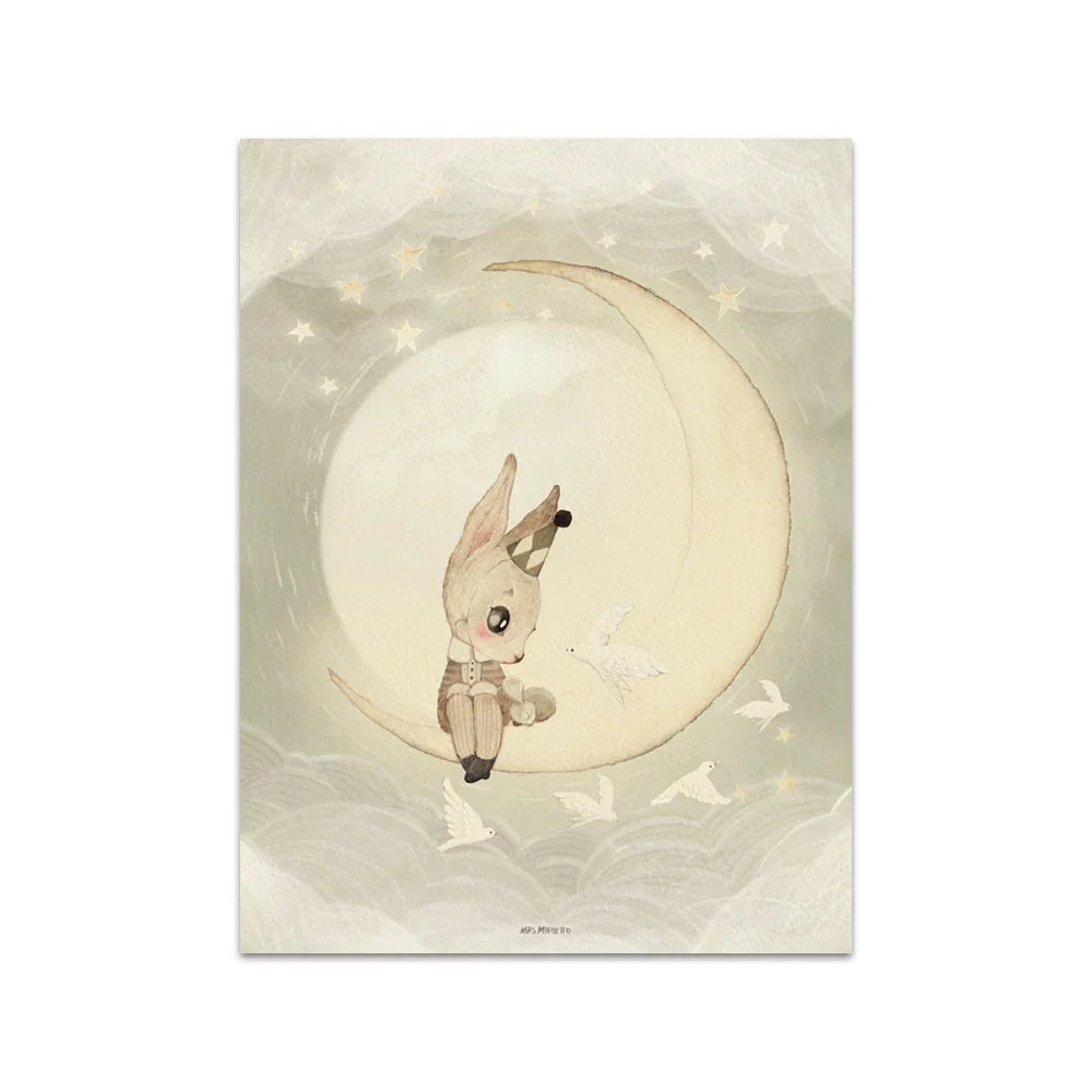 DecorBites™ Beige Rabbit Girl Canvas Print for Kidsató Room