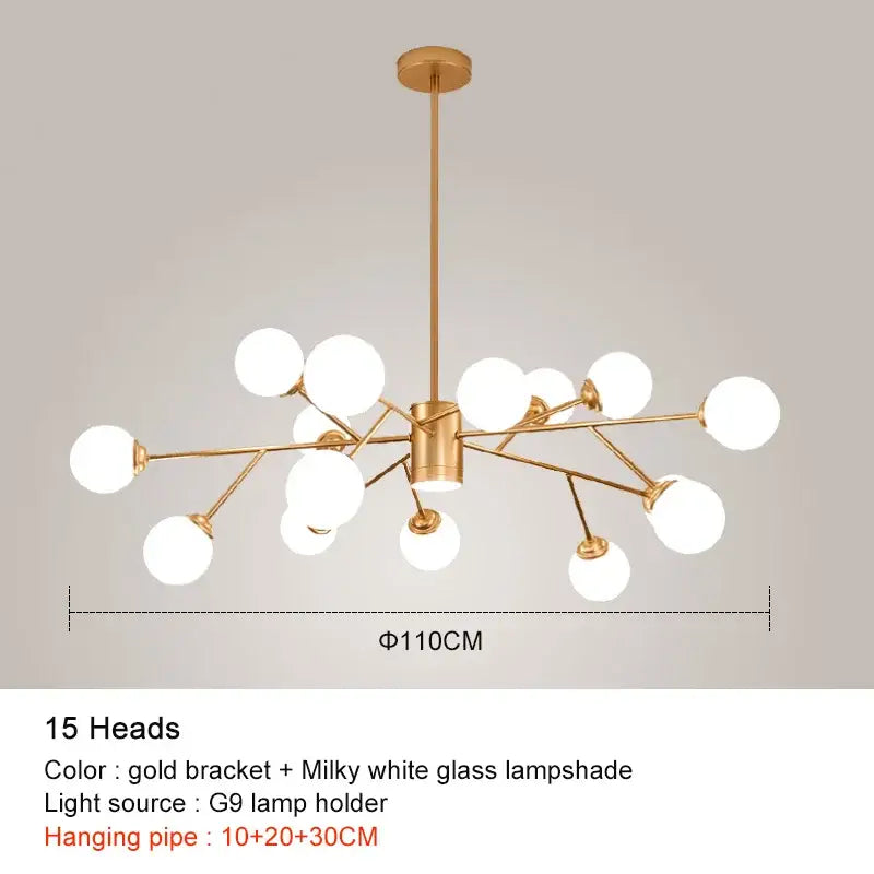 black chandelier with white glass globes for living room