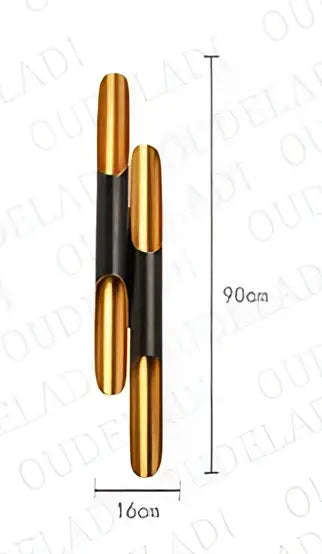 Modern minimalist black & gold aluminum tube wall sconce bedroom light