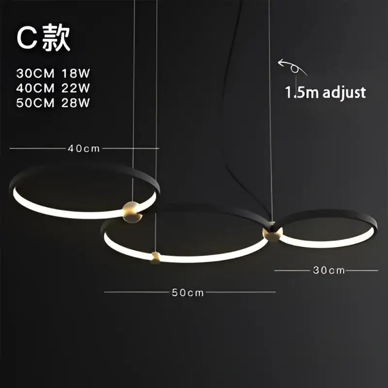 Modern black & gold chandelier living room led circle pendant light