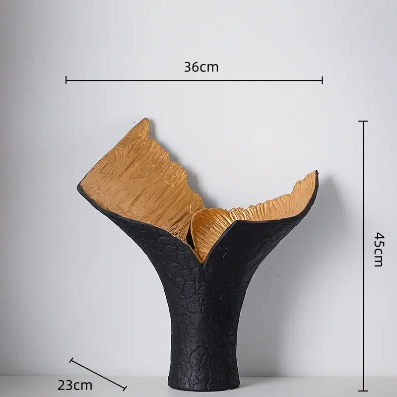 Modern black & gold resin handicrafts display vase living room decor