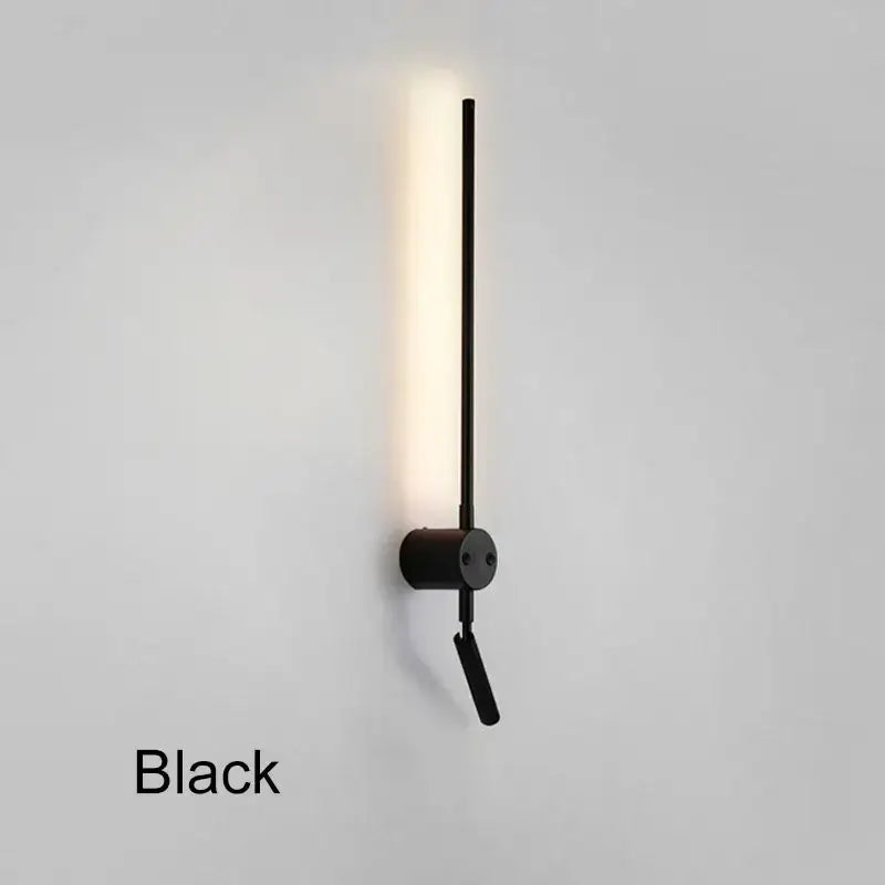 Minimalist black led wall lamp with adjustable bedroom spotlight