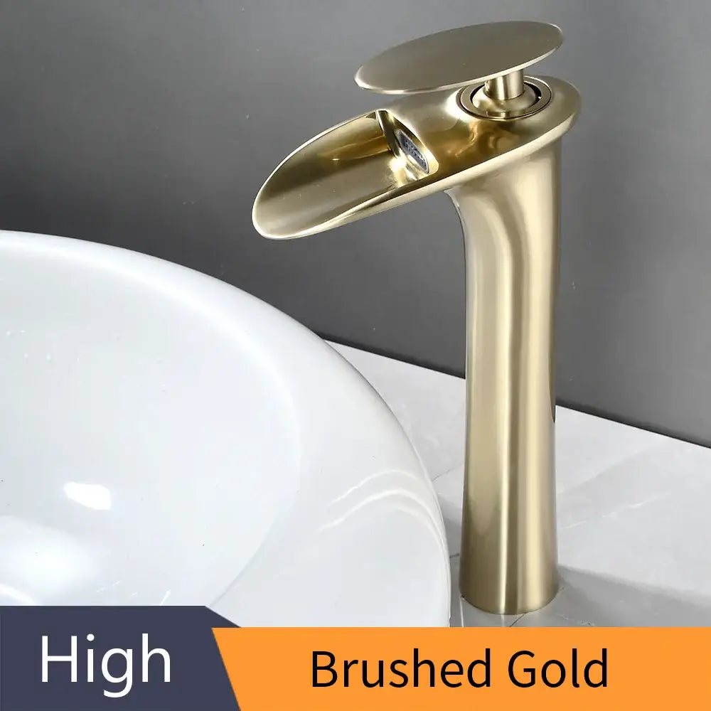 Modern black stainless steel waterfall basin faucet bathroom tap