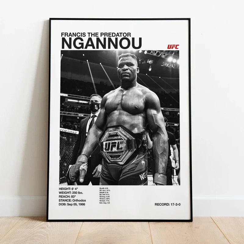 DecorBites™ Black & White UFC Canvas Print for Gym Decor