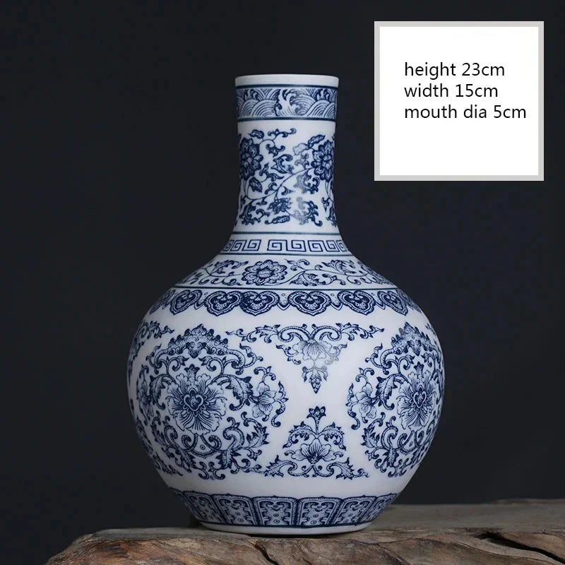 DecorBites™ Blue and White Ceramic Vase - Elegant Home Decor
