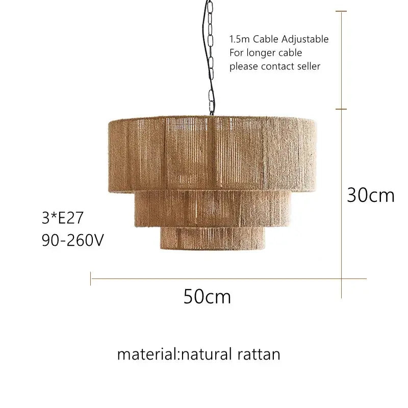 bohemian rattan chandelier tiered bamboo dining room light