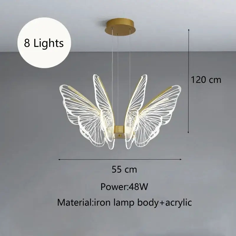 butterfly led chandelier gold pendant light for bedroom