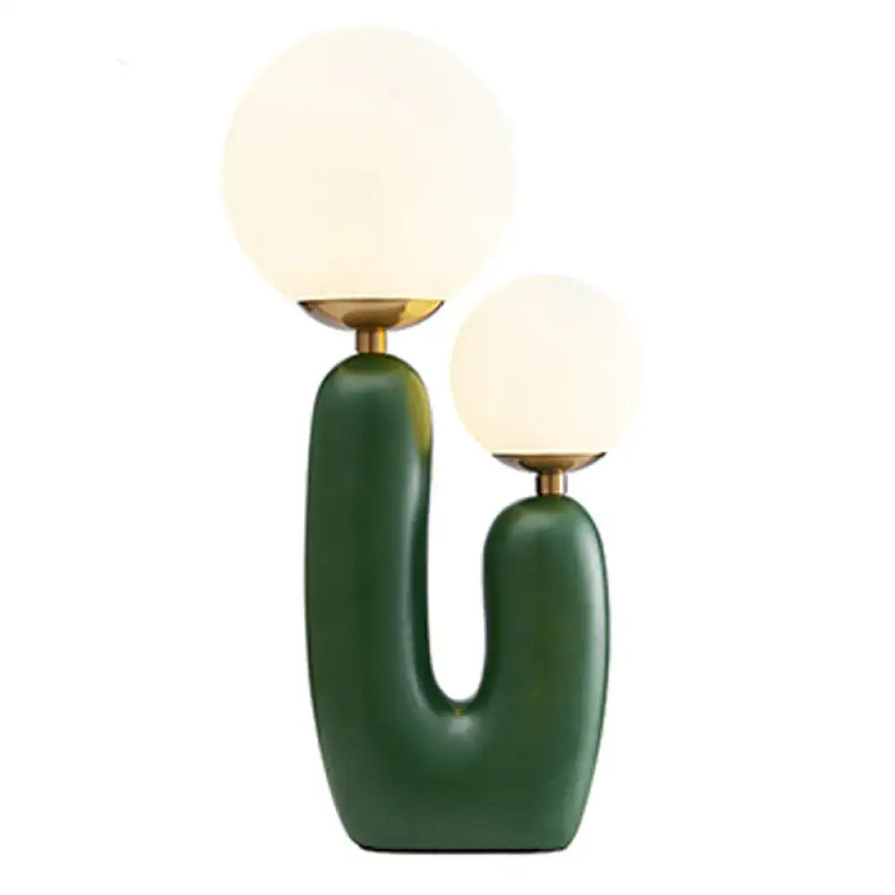 Modern green ceramic cactus bedside table light bedroom cream glass