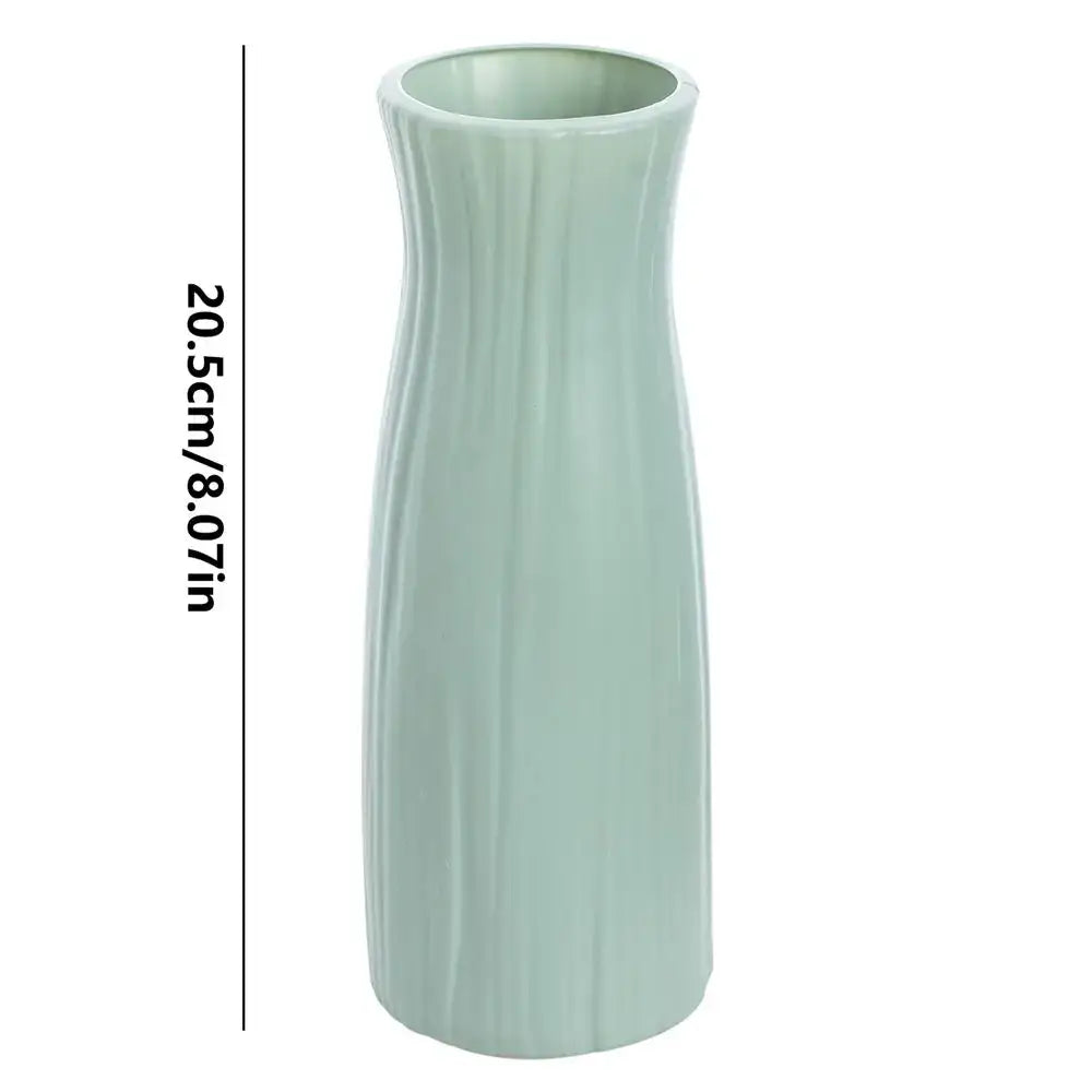 Ribbed white plastic vase imitation living room flower pot
