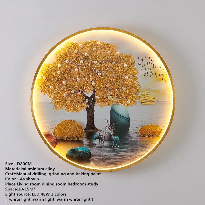 Modern koi fish picture wall decoration lamp living room led art