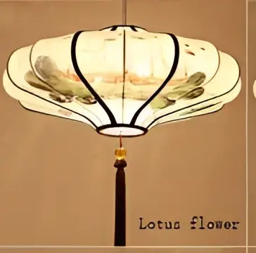Chinese style flower pendant light – kitchen hand painted lantern