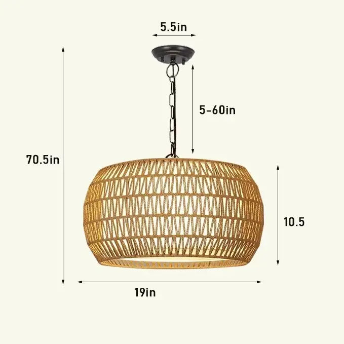 Chinese style outdoor rattan weaving pendant lights garden decor