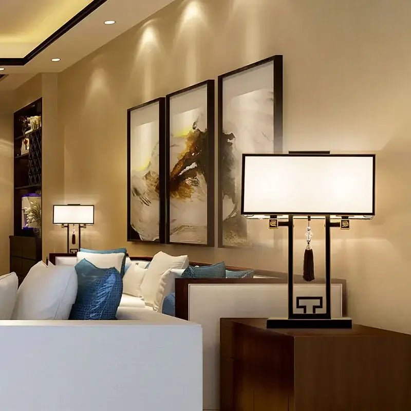 Chinoiserie style black and gold floor lamp for living room