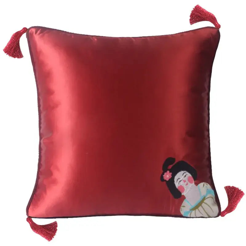 Chinoiserie tang dynasty gold velvet cushion cover living room tassels