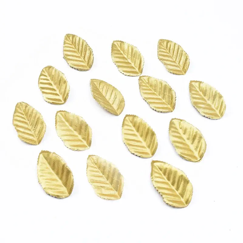 Gold embossed christmas crafts silk leaf living room decor